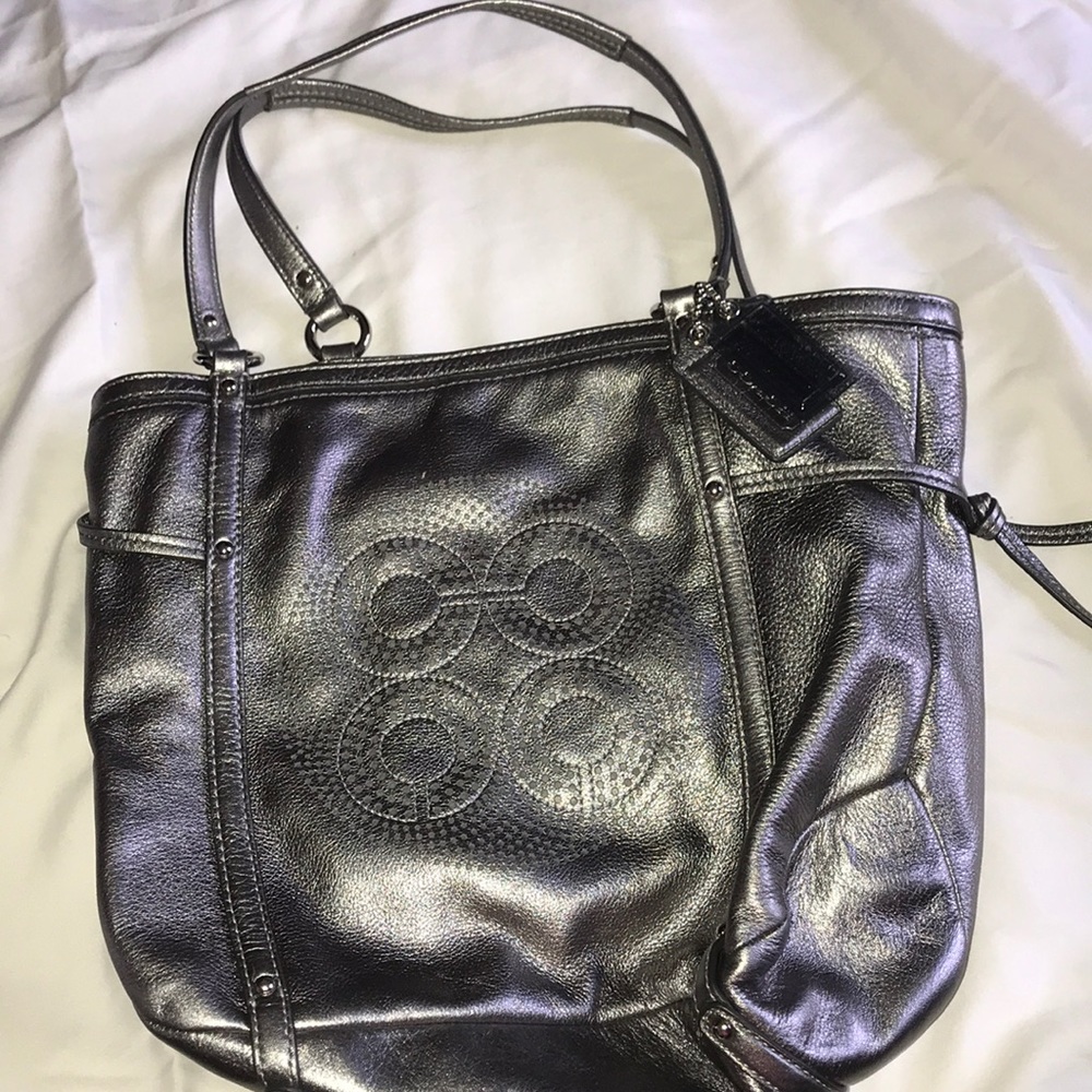 silver metallic purse